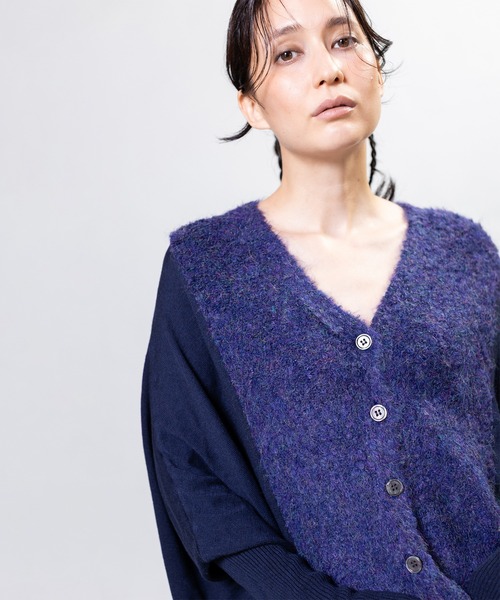 OSMOSIS(オズモーシス)の「ワイドニット切替カーディガン(ニット/セーター・レディース・ブラック/ネイビー/ベージュ・ONE SIZE)」の8枚目の写真
