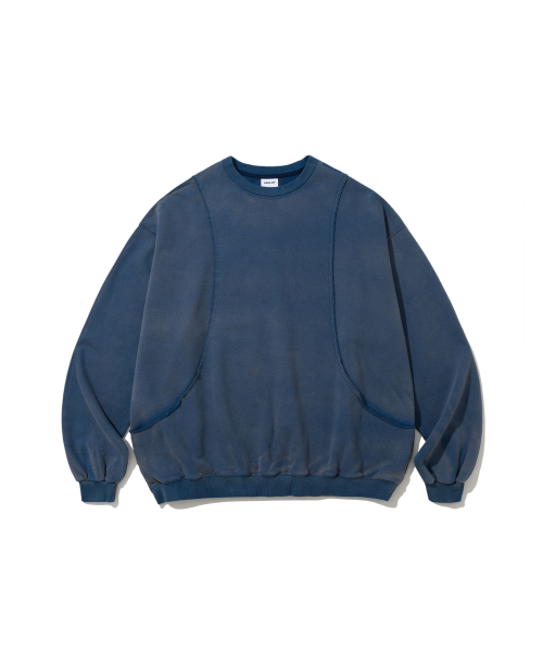 ANGLAN(アングラン)の「Curved Panel Washed Sweat Shirt - Blue(スウェット・メンズ・その他・2)」の1枚目の写真