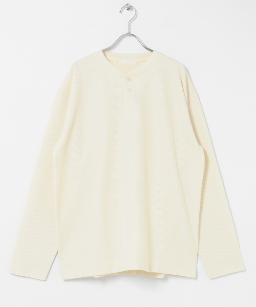 SENSE OF PLACE by URBAN RESEARCH(センスオブプレイスバイアーバンリサーチ)の「ワッフルヘンリーネックロングTシャツ(Tシャツ/カットソー・メンズ・アイボリー/グレー/ブラック・MEDIUM/LARGE)」の5枚目の写真
