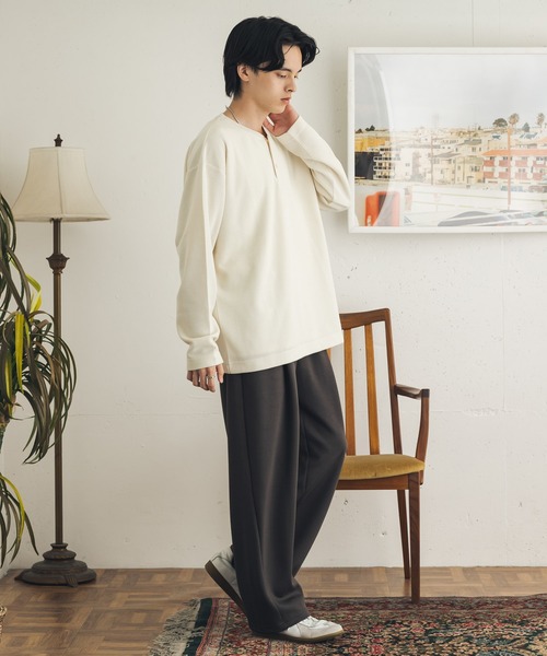 SENSE OF PLACE by URBAN RESEARCH(センスオブプレイスバイアーバンリサーチ)の「ワッフルヘンリーネックロングTシャツ(Tシャツ/カットソー・メンズ・アイボリー/グレー/ブラック・MEDIUM/LARGE)」の18枚目の写真