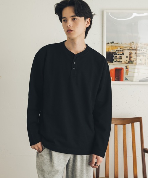 SENSE OF PLACE by URBAN RESEARCH(センスオブプレイスバイアーバンリサーチ)の「ワッフルヘンリーネックロングTシャツ(Tシャツ/カットソー・メンズ・アイボリー/グレー/ブラック・MEDIUM/LARGE)」の19枚目の写真