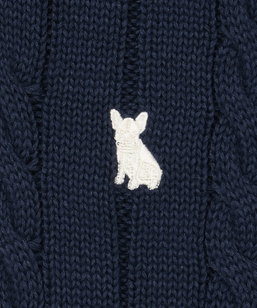Pitta Re:)(ピッタリ)の「フレンチブルドッグ刺繍 Vネック チルデン ベスト メンズ(ベスト・メンズ・オフホワイト/ネイビー・M/L/LL)」の13枚目の写真
