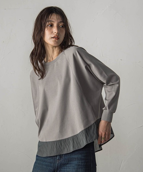 MAYSON GREY(メイソングレイ)の「ポンチローマラウンドヘムドッキングプルオーバー(Tシャツ/カットソー・レディース・ブラック/ホワイト/ライトグレー・M)」の3枚目の写真