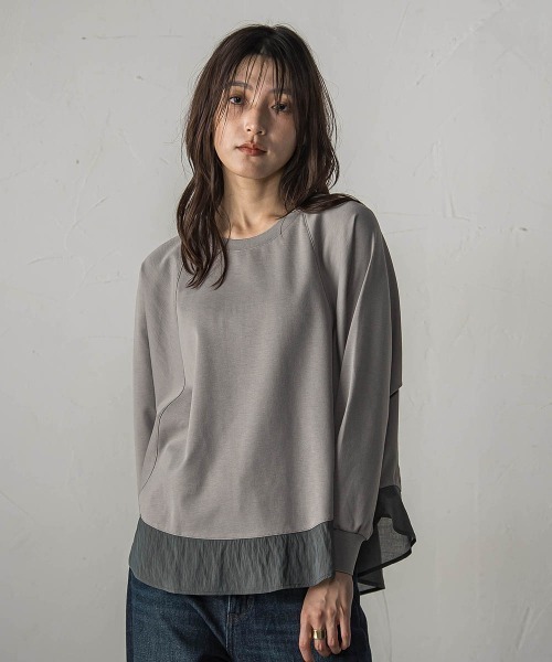 MAYSON GREY(メイソングレイ)の「ポンチローマラウンドヘムドッキングプルオーバー(Tシャツ/カットソー・レディース・ブラック/ホワイト/ライトグレー・M)」の4枚目の写真