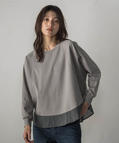MAYSON GREY(メイソングレイ)の「ポンチローマラウンドヘムドッキングプルオーバー(Tシャツ/カットソー・レディース・ブラック/ホワイト/ライトグレー・M)」の6枚目の写真