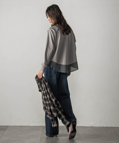 MAYSON GREY(メイソングレイ)の「ポンチローマラウンドヘムドッキングプルオーバー(Tシャツ/カットソー・レディース・ブラック/ホワイト/ライトグレー・M)」の15枚目の写真