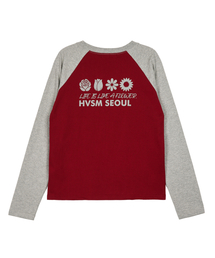 W NAME CARD RAGLAN L/S TEE(WINE)