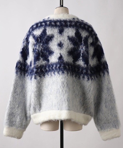 SHINYAKOZUKA(シンヤコヅカ)の「【SHINYAKOZUKA/シンヤコズカ】snowy fairisele / (ISSUE#9)(カーディガン/ボレロ・メンズ・ブラック/ホワイト・S/L)」の4枚目の写真