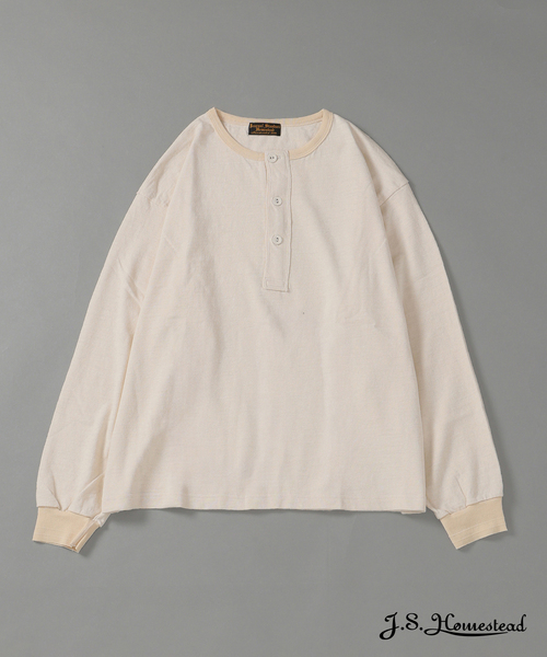 キャピタル　天竺ホワイトBORO ヘンリーロンT J.S.Homestead / 9番糸 天竺 ヘンリーネック ロンT（Tシャツ