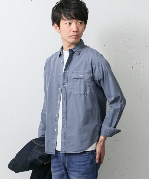 URBAN RESEARCH DOORS MENS（アーバンリサーチ ドアーズ メンズ）の「DOORS オーバーダイ三本針シャツ（シャツ/ブラウス・メンズ・カーキ/オフホワイト/ブルー/スミクロ・38/40）」の4枚目の写真