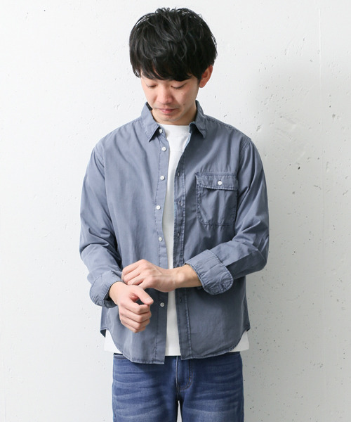 URBAN RESEARCH DOORS MENS（アーバンリサーチ ドアーズ メンズ）の「DOORS オーバーダイ三本針シャツ（シャツ/ブラウス・メンズ・カーキ/オフホワイト/ブルー/スミクロ・38/40）」の15枚目の写真