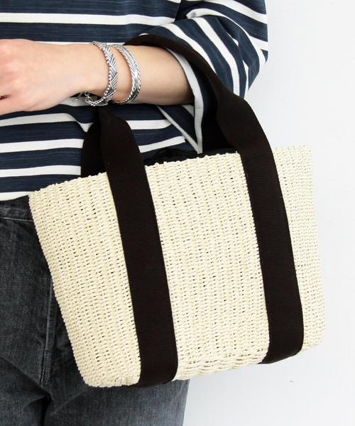 BEAUTY&YOUTH UNITED ARROWS（ビューティーアンドユースユナイテッドアローズ）の「BY∵ ペーパードロストバスケット◆（かごバッグ・レディース・ナチュラル/ネイビー・FREE）」の2枚目の写真