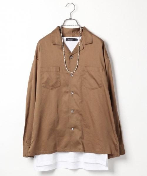 RAGEBLUE（レイジブルー）の「サテンオープンカラーシャツ/731077（シャツ/ブラウス・メンズ・レッド/キャメル/ネイビー・LARGE/MEDIUM）」の2枚目の写真