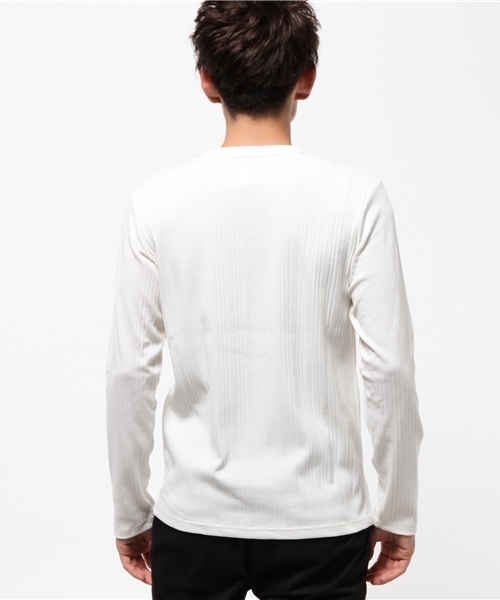 JACKROSE（ジャックローズ）の「ランダムテレコVネックロングTシャツ（Tシャツ/カットソー・メンズ・グレー/ホワイト/ワインレッド/ブラック/カーキ・M/L）」の7枚目の写真