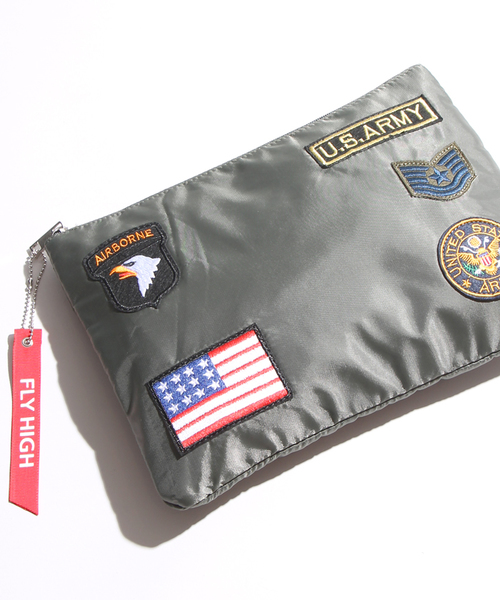 WEGO（ウィゴー）の「WEGO/MA-1クラッチバック（クラッチバッグ・レディース・カーキ/ブラック・FREE）」の2枚目の写真