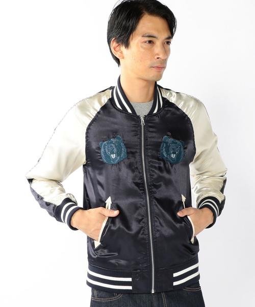 coen(コーエン)の「グリズリー刺繍スカジャン(ブルゾン・メンズ・ブラック/ネイビー・SMALL/MEDIUM/LARGE)」の9枚目の写真