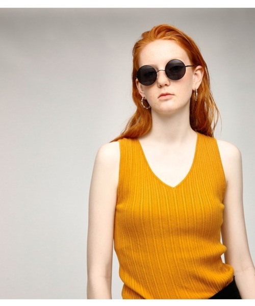 MOUSSY（マウジー）の「RANDAM RIB SLEEVELESS TOP（タンクトップ・レディース・イエロー/オフホワイト/ライトブルー/ブラック・FREE）」の4枚目の写真