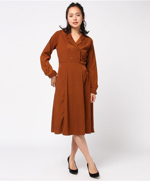 FREE'S MART（フリーズマート）の「開衿ドットワンピース（ワンピース・レディース・ブラウン系その他/ダークネイビー・FREE）」の9枚目の写真