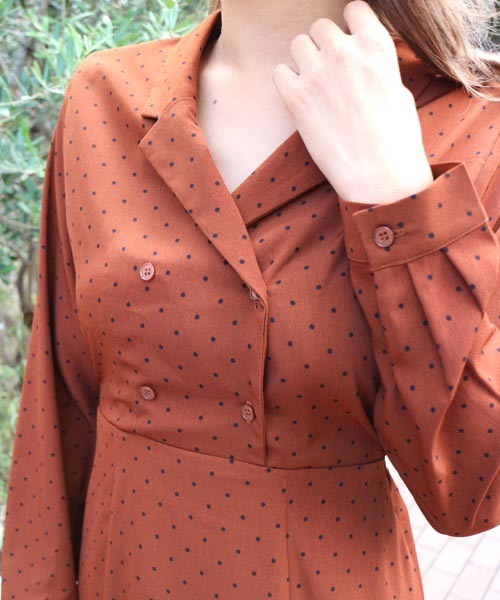 FREE'S MART（フリーズマート）の「開衿ドットワンピース（ワンピース・レディース・ブラウン系その他/ダークネイビー・FREE）」の11枚目の写真