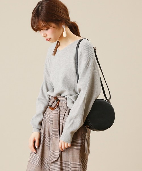 natural couture（ナチュラルクチュール）の「もちもち畦プルオーバー（ニット/セーター・レディース・グレー/ピンク/オレンジ/グリーン/ブラック×ホワイト・FREE）」の3枚目の写真