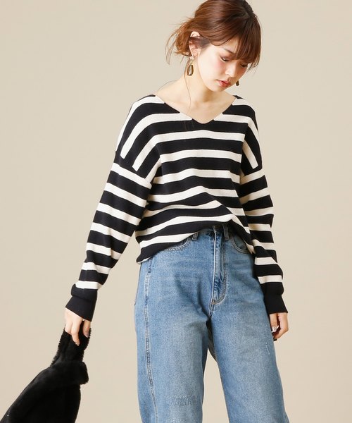 natural couture（ナチュラルクチュール）の「もちもち畦プルオーバー（ニット/セーター・レディース・グレー/ピンク/オレンジ/グリーン/ブラック×ホワイト・FREE）」の7枚目の写真