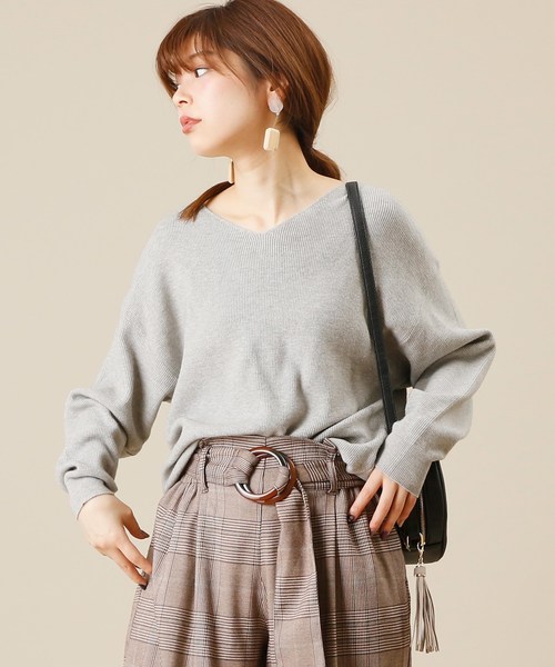 natural couture（ナチュラルクチュール）の「もちもち畦プルオーバー（ニット/セーター・レディース・グレー/ピンク/オレンジ/グリーン/ブラック×ホワイト・FREE）」の13枚目の写真