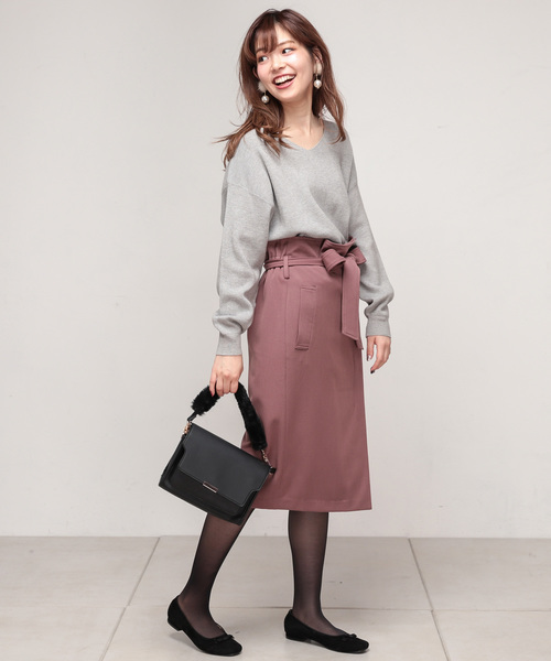 natural couture（ナチュラルクチュール）の「もちもち畦プルオーバー（ニット/セーター・レディース・グレー/ピンク/オレンジ/グリーン/ブラック×ホワイト・FREE）」の14枚目の写真