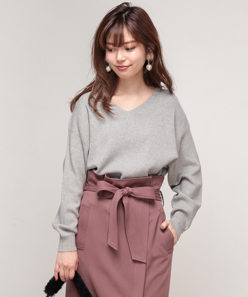 natural couture（ナチュラルクチュール）の「もちもち畦プルオーバー（ニット/セーター・レディース・グレー/ピンク/オレンジ/グリーン/ブラック×ホワイト・FREE）」の15枚目の写真