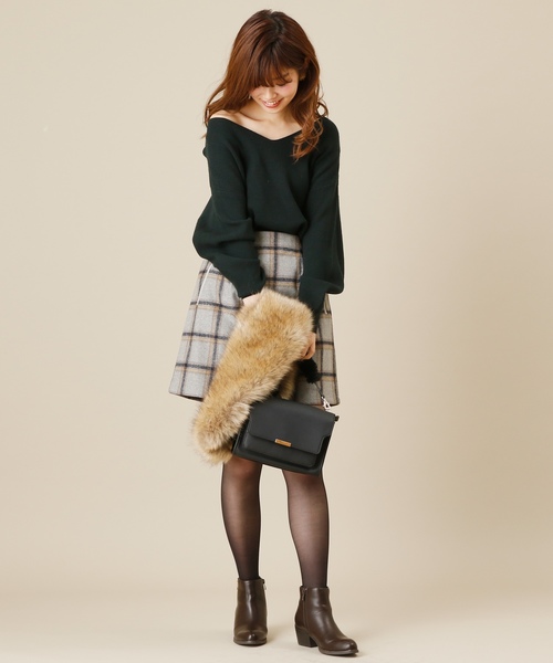 natural couture（ナチュラルクチュール）の「もちもち畦プルオーバー（ニット/セーター・レディース・グレー/ピンク/オレンジ/グリーン/ブラック×ホワイト・FREE）」の16枚目の写真