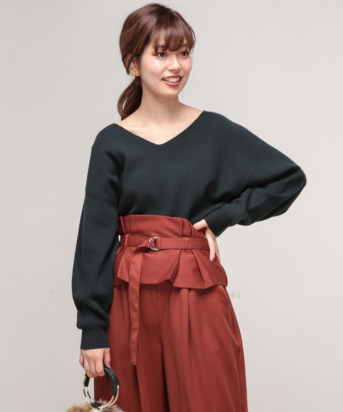 natural couture（ナチュラルクチュール）の「もちもち畦プルオーバー（ニット/セーター・レディース・グレー/ピンク/オレンジ/グリーン/ブラック×ホワイト・FREE）」の20枚目の写真