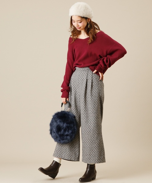 natural couture（ナチュラルクチュール）の「もちもち畦プルオーバー（ニット/セーター・レディース・グレー/ピンク/オレンジ/グリーン/ブラック×ホワイト・FREE）」の21枚目の写真