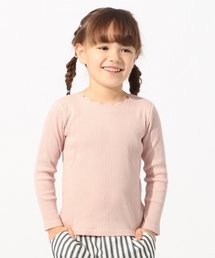 GLOBAL WORK | 【キッズ】スカラップネックリブＴ長袖/777526(Tシャツ/カットソー)