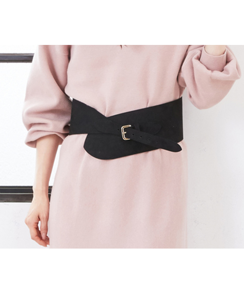 RIVE DROITE（リヴドロワ）の「スエード太ベルト（ベルト・レディース・ブラック/ブラウン・FREE）」の2枚目の写真