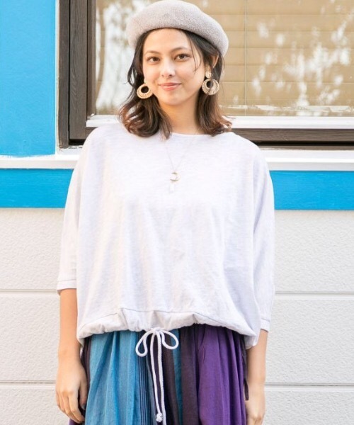 チャイハネ（チャイハネ）の「【チャイハネ】yul スラブジャージ シンプルトップス（Tシャツ/カットソー・レディース・ホワイト/ブラック/ターコイズブルー/マスタード/ワイン/グリーン/オレンジ/ホワイト系その他・FREE）」の3枚目の写真