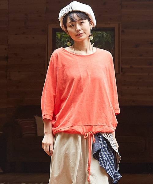 チャイハネ（チャイハネ）の「【チャイハネ】yul スラブジャージ シンプルトップス（Tシャツ/カットソー・レディース・ホワイト/ブラック/ターコイズブルー/マスタード/ワイン/グリーン/オレンジ/ホワイト系その他・FREE）」の8枚目の写真