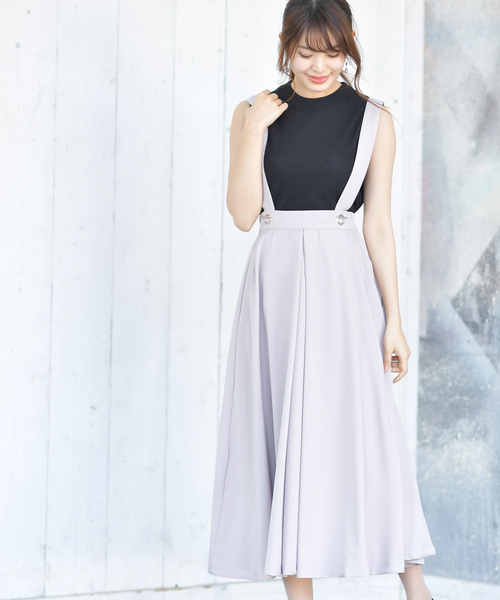 rps（アールピーエス）の「BIGリングダブルクロスジャンパースカート（スカート・レディース・ブラック/グレイッシュベージュ/ネイビー/ベージュ/グリーン/カーキ/モカ/ピンクベージュ/ベージュ系その他/パープル・M/フリー）」の5枚目の写真