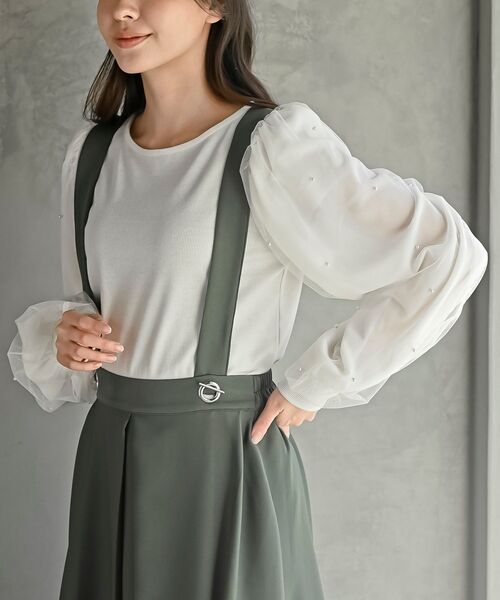 rps（アールピーエス）の「BIGリングダブルクロスジャンパースカート（スカート・レディース・ブラック/グレイッシュベージュ/ネイビー/ベージュ/グリーン/カーキ/モカ/ピンクベージュ/ベージュ系その他/パープル・M/フリー）」の14枚目の写真