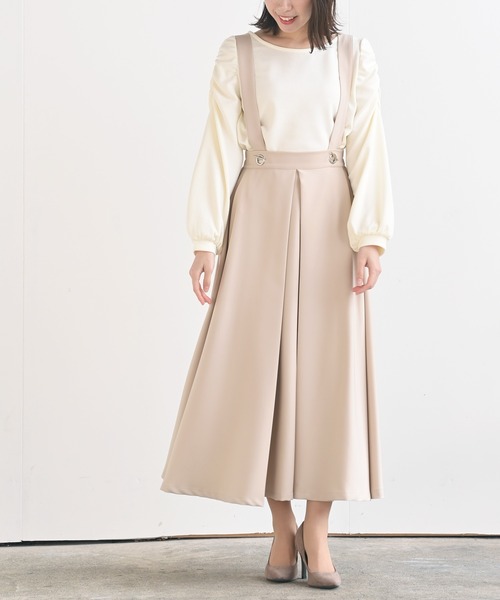 rps（アールピーエス）の「BIGリングダブルクロスジャンパースカート（スカート・レディース・ブラック/グレイッシュベージュ/ネイビー/ベージュ/グリーン/カーキ/モカ/ピンクベージュ/ベージュ系その他/パープル・M/フリー）」の4枚目の写真