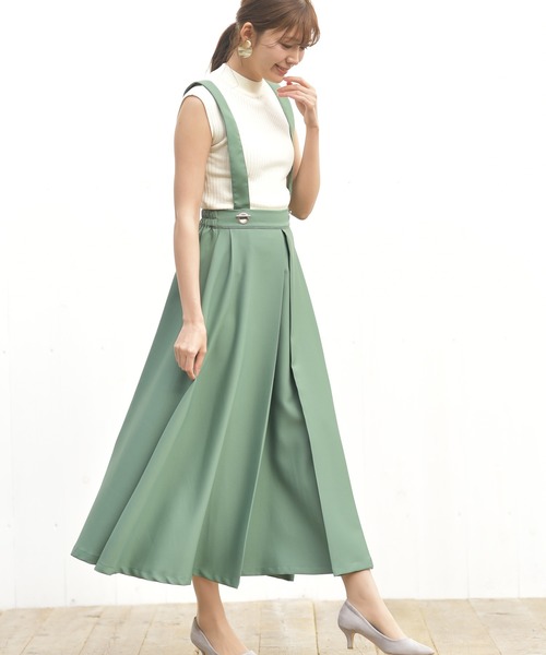 rps（アールピーエス）の「BIGリングダブルクロスジャンパースカート（スカート・レディース・ブラック/グレイッシュベージュ/ネイビー/ベージュ/グリーン/カーキ/モカ/ピンクベージュ/ベージュ系その他/パープル・M/フリー）」の7枚目の写真