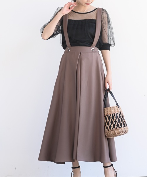 rps（アールピーエス）の「BIGリングダブルクロスジャンパースカート（スカート・レディース・ブラック/グレイッシュベージュ/ネイビー/ベージュ/グリーン/カーキ/モカ/ピンクベージュ/ベージュ系その他/パープル・M/フリー）」の2枚目の写真