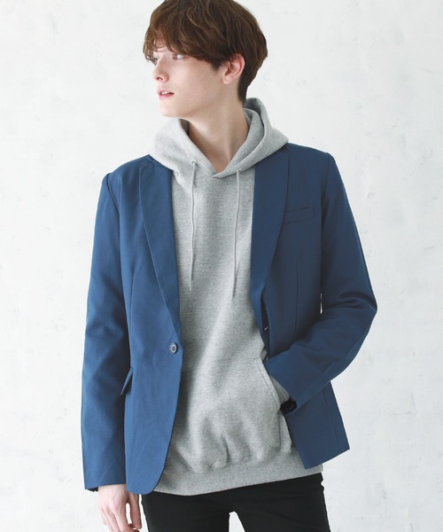 ASTRONOMY(アストロノミー)の「1つボタン ショート丈 テーラード ジャケット ノッチドラペル(テーラードジャケット)」|ブルー