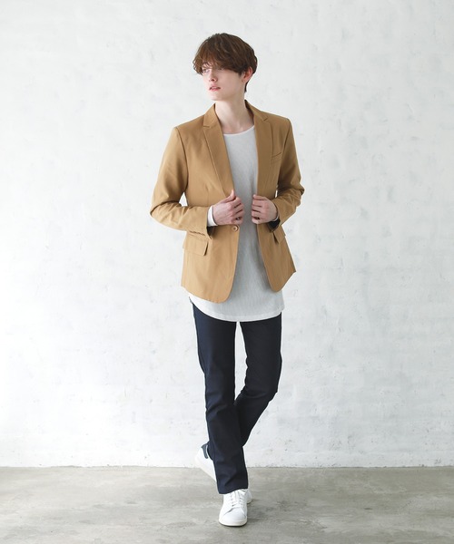 1つボタン ショート丈 テーラード ジャケット ノッチドラペル