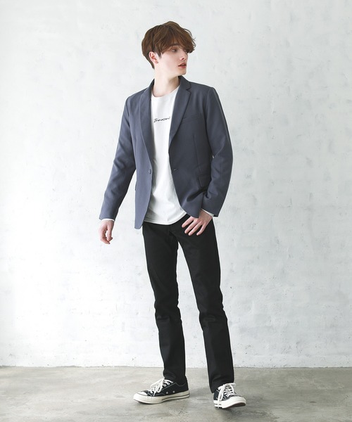 1つボタン ショート丈 テーラード ジャケット ノッチドラペル