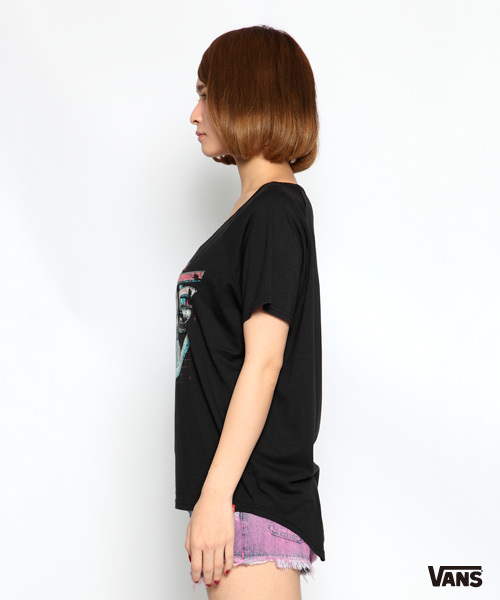 X-girl(エックスガール)の「X-girl × VANS WHEEL S/S TOP(Tシャツ/カットソー・レディース・ホワイト/マルチ/ブラック・1/2)」の5枚目の写真
