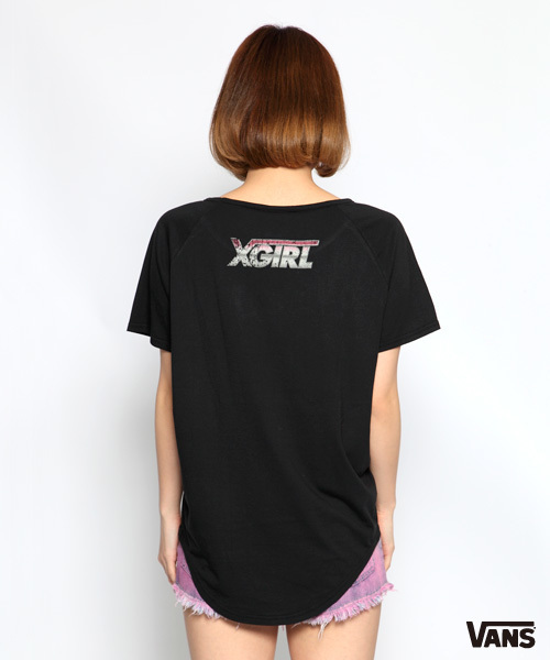 X-girl(エックスガール)の「X-girl × VANS WHEEL S/S TOP(Tシャツ/カットソー・レディース・ホワイト/マルチ/ブラック・1/2)」の6枚目の写真