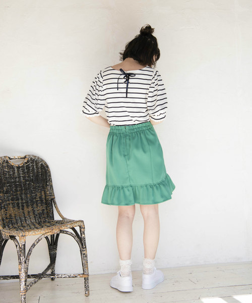 OLIVE des OLIVE（オリーブデオリーブ）の「後ろレースアッププルオーバー（Tシャツ/カットソー・レディース・オフホワイト/ブラック/ラベンダー/その他・FREE）」の7枚目の写真