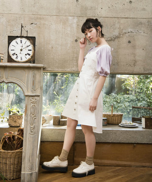 OLIVE des OLIVE（オリーブデオリーブ）の「後ろレースアッププルオーバー（Tシャツ/カットソー・レディース・オフホワイト/ブラック/ラベンダー/その他・FREE）」の15枚目の写真