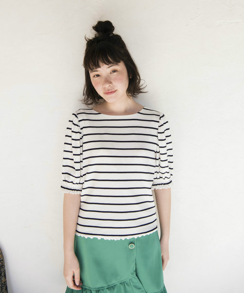 OLIVE des OLIVE（オリーブデオリーブ）の「後ろレースアッププルオーバー（Tシャツ/カットソー・レディース・オフホワイト/ブラック/ラベンダー/その他・FREE）」の20枚目の写真