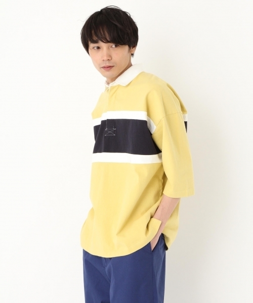 niko and...(ニコアンド)の「ラガー切り替えプルオーバー半袖シャツ(シャツ/ブラウス・メンズ・ネイビー/ピンク/イエロー・LARGE/MEDIUM)」の2枚目の写真