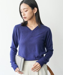 洗えるカシミアタッチVネックプルオーバー